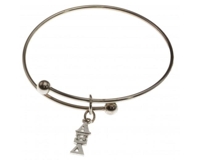 Adjustable Alpha Xi Delta Charm Bangle Bracelet