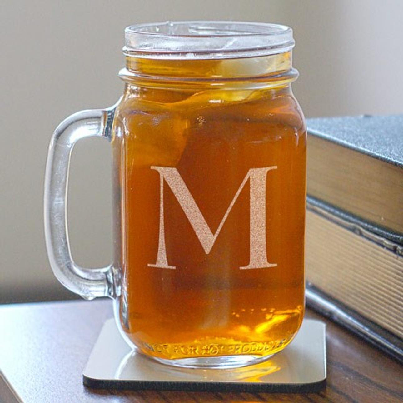 Personalized Old Fashion Mason Jar Drinking Glasses - Set of 4