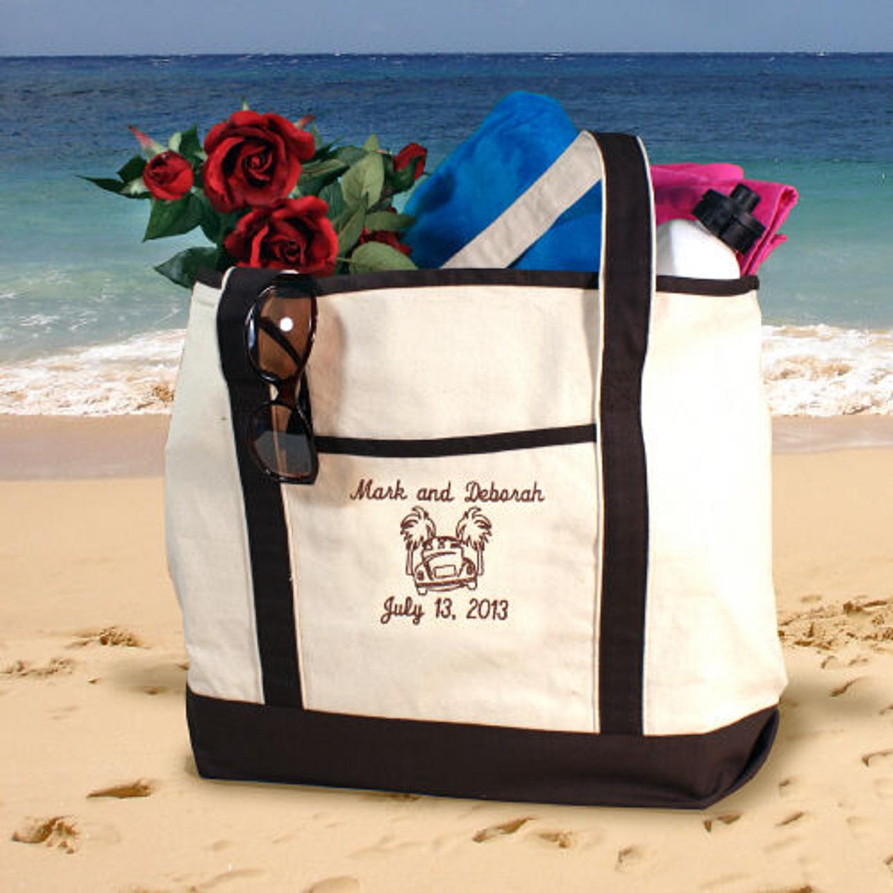 Personalized Honeymoon Beach Tote Bag
