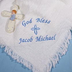 Personalized God Bless Baby Boy Afghan Blanket Charming Chick